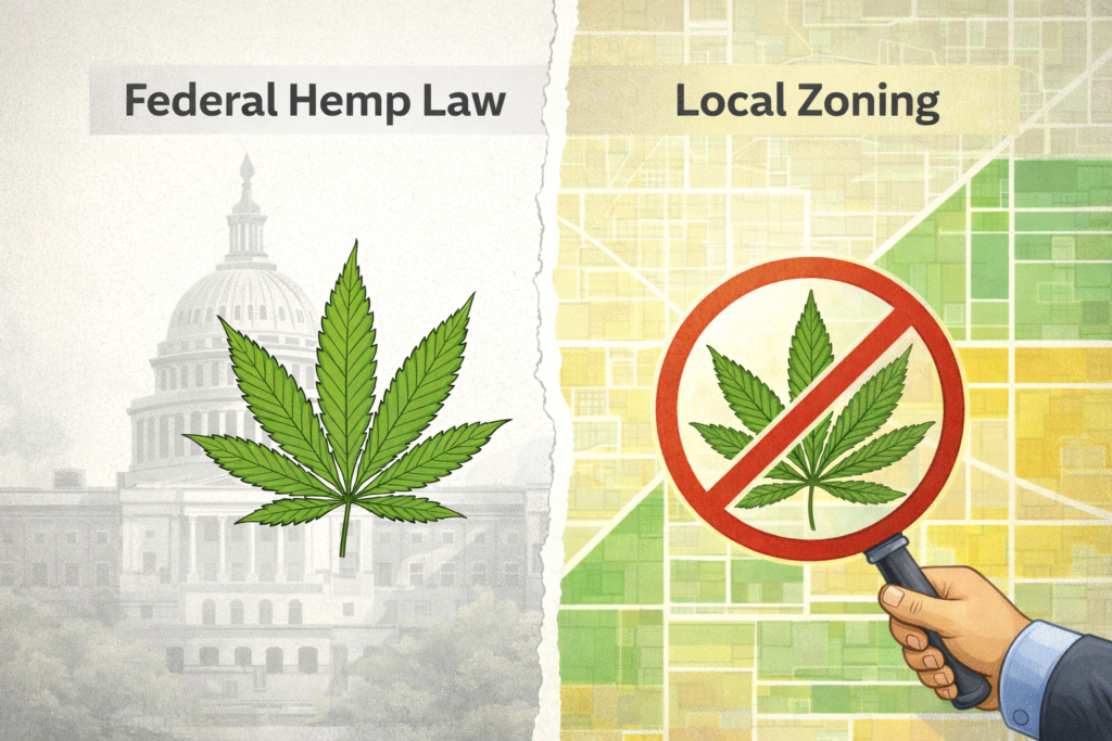 hemp law vs local zoning regulatory conflict diagram